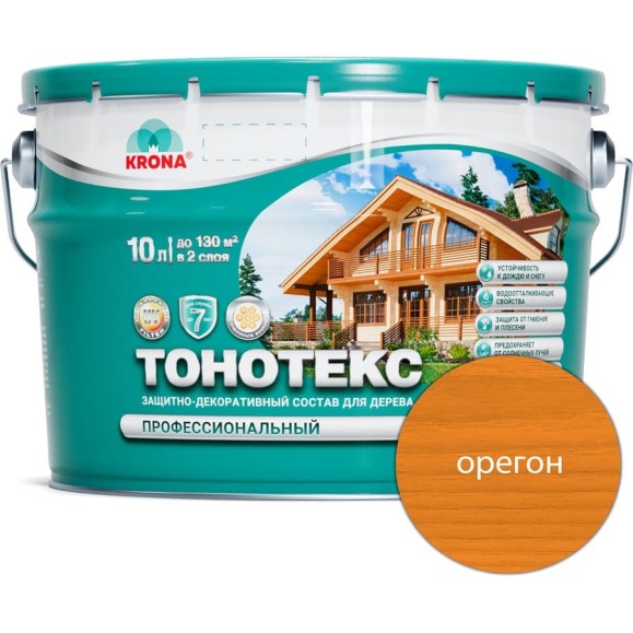 Защитно-декоративный состав для дерева KRONA Тонотекс (орегон; 10 л) 66332608