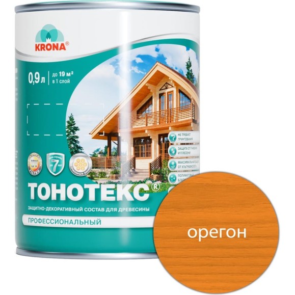 Защитно-декоративный состав для дерева KRONA Тонотекс (орегон; 0,9 л) 66332707 Защитно-декоративный состав для дерева KRONA Тонотекс (орегон; 0,9 л) 66332707