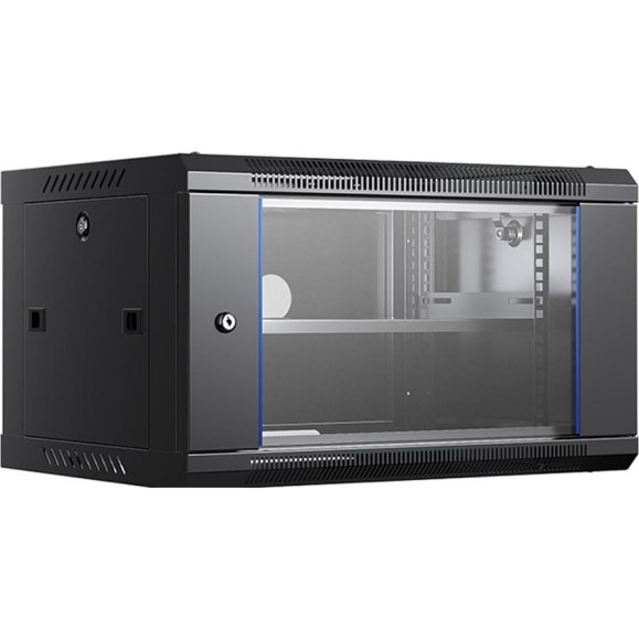 Шкаф навесной настенный ANDELI IT-корпус серверный 6U 600х450х352мм стеклянная дверь с замком чёрный SPL11-02