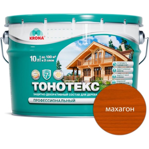 Защитно-декоративный состав для дерева KRONA Тонотекс (махагон; 10 л) 66337603 Защитно-декоративный состав для дерева KRONA Тонотекс (махагон; 10 л) 66337603