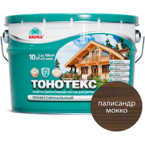 Защитно-декоративный состав для дерева KRONA Тонотекс палисандр-мокко, 10 л 66335043 Защитно-декоративный состав для дерева KRONA Тонотекс палисандр-мокко, 10 л 66335043