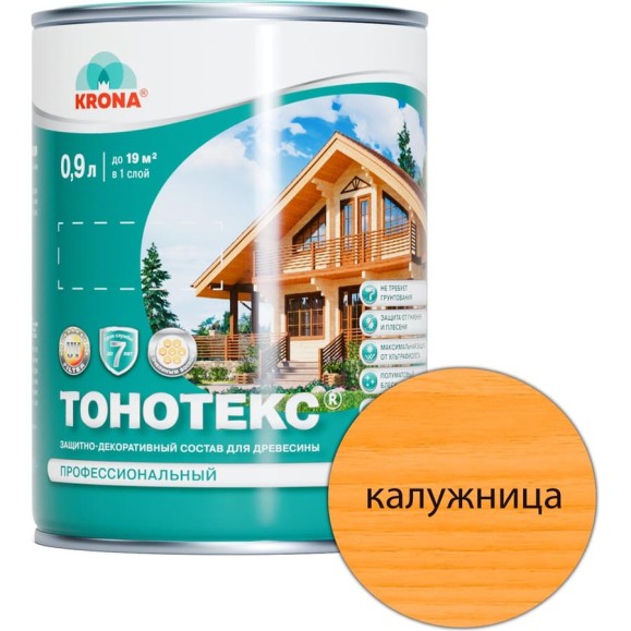 Защитно-декоративный состав для дерева KRONA Тонотекс (калужница; 0,9 л) 66302700