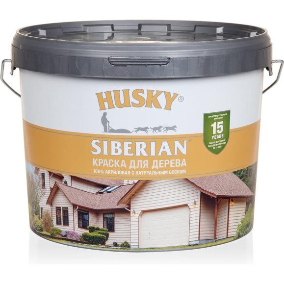 Акриловая краска для дерева HUSKY SIBERIAN цвет Стальной туман, 9 л 38258 Акриловая краска для дерева HUSKY SIBERIAN цвет Стальной туман, 9 л 38258