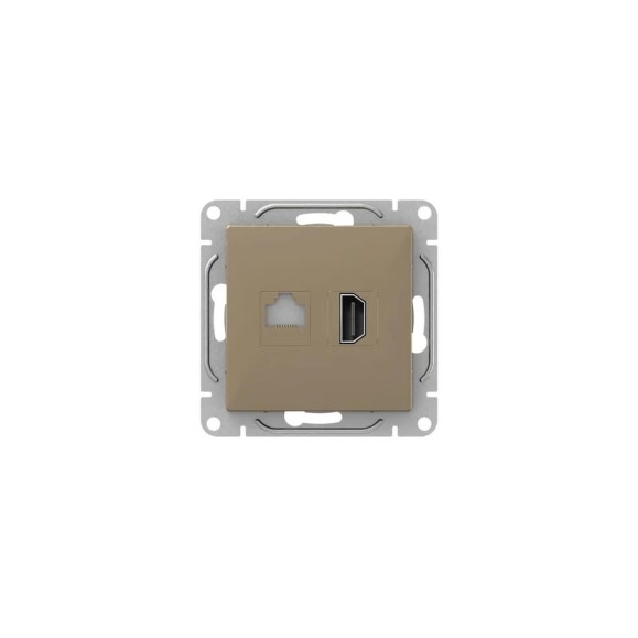 Механизм розетки EKF Эпика HDMI+RJ45 (cat5), шампань UP1-SOC-HDMI-RJ45
