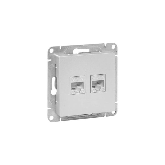 Механизм розетки EKF Эпика RJ45 - 2шт, (cat6), алюминий UP1-SOA-2RJ45-6
