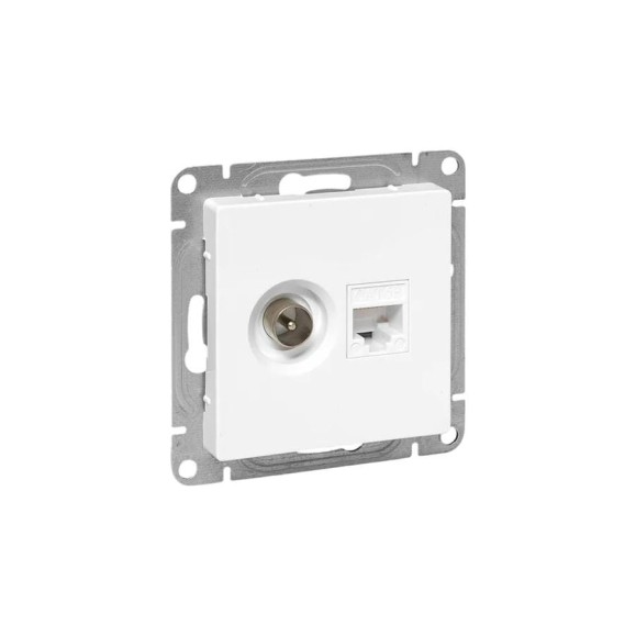Механизм розетки EKF Эпика TV+RJ45 (cat5), кремовый UP1-SOI-TV-RJ
