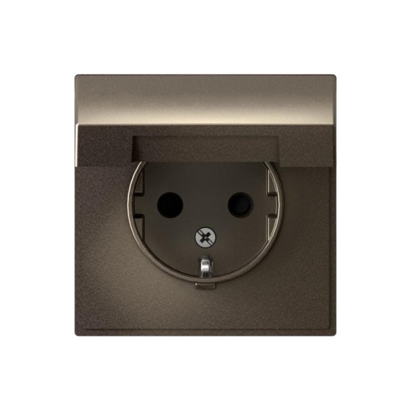 Розетка с заземлением со шторками c крышкой ArtGallery, 16А Systeme Electric механизм, Мокко GAL000646