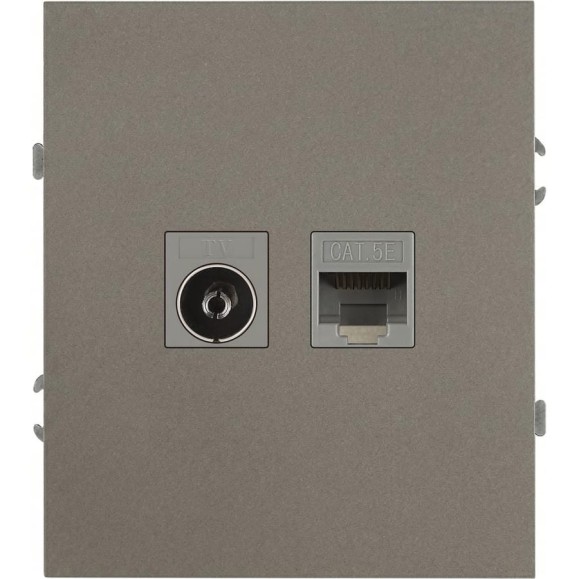 Розетка ЭРА Arktik 16-3110-07 комбинированная RJ45+TV титан Б0070500