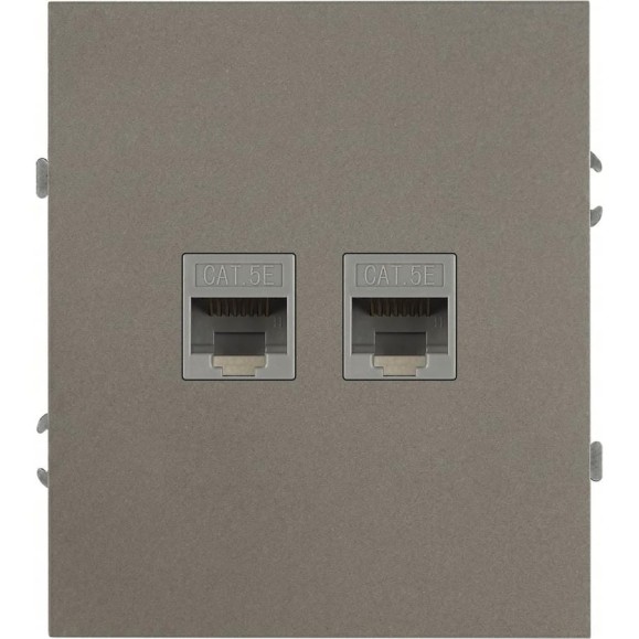 Розетка ЭРА Arktik 16-3108-07 информационная двойная 2XRJ45 титан Б0070490