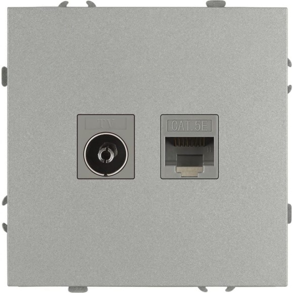 Розетка ЭРА Galaxy 15-3110-03 комбинированная RJ45+TV IP20 алюминий Б0070780