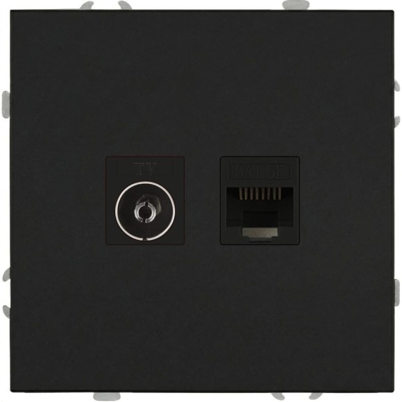 Розетка ЭРА Galaxy 15-3110-05 комбинированная RJ45+TV IP20 антрацит Б0070784