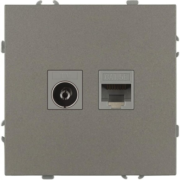 Розетка ЭРА Galaxy 15-3110-07 комбинированная RJ45+TV IP20 титан Б0070788