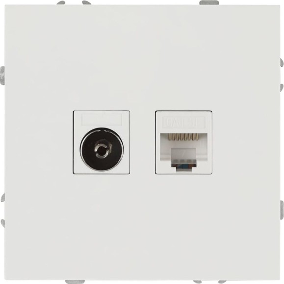 Розетка ЭРА Galaxy 15-3110-01 комбинированная RJ45+TV IP20 белый Б0070776