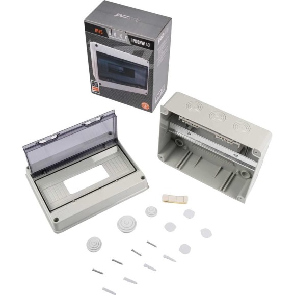 Распределительный бокс модульный навесной Jazzway PDB/W 4012 серый с прозрачной крышкой 12 модулей 5072084