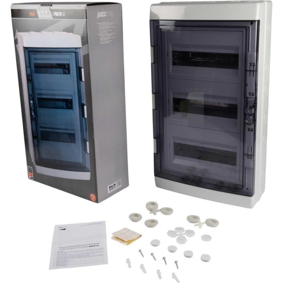 Распределительный бокс модульный навесной Jazzway PDB/W 4036 серый с прозрачной крышкой 36 модулей 5072169