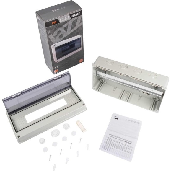 Распределительный бокс модульный навесной Jazzway PDB/W 4018 серый с прозрачной крышкой 18 модулей 5072121