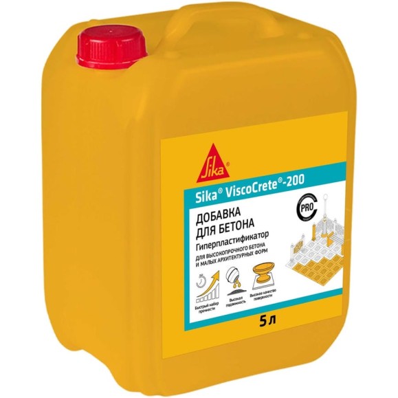 Гиперпластификатор для высокопрочного бетона Sika ViscoCrete-200, 5 л 669069