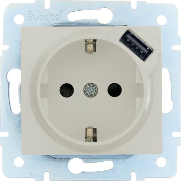 Розетка Lezard ASTI с заземлением + USB разъём крем механизм 7081-0388-181 Розетка Lezard ASTI с заземлением + USB разъём крем механизм 7081-0388-181