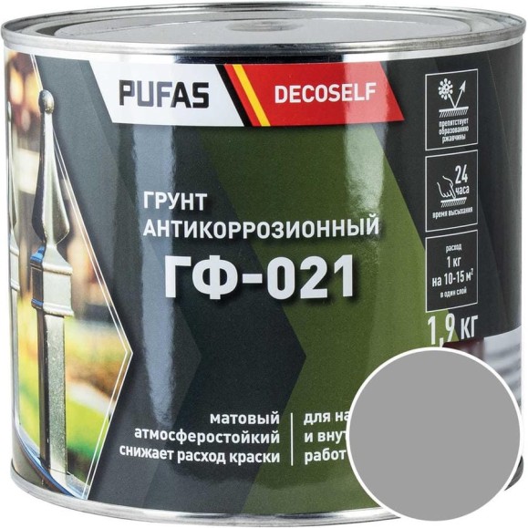 Грунт Pufas ГФ-021 серая Decoself 1,9кг тов-200079