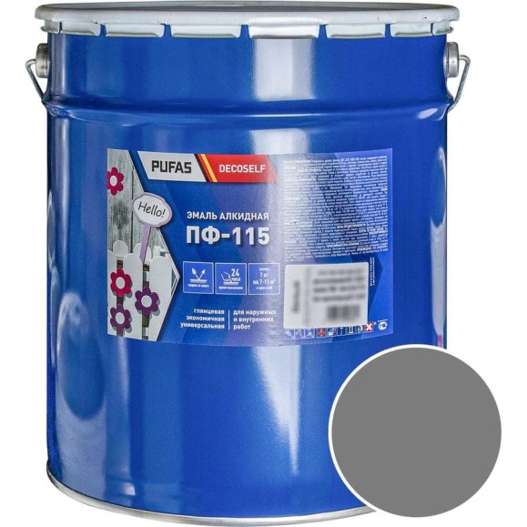 Эмаль Pufas ПФ-115 серая Decoself 25кг тов-200193 Эмаль Pufas ПФ-115 серая Decoself 25кг тов-200193