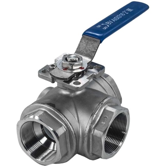 Кран шаровый NEWKEY трехходовой (L-тип) нержавеющий, AISI316 DN50 (2), (CF8M), PN40 NK-BTl50/6 Кран шаровый NEWKEY трехходовой (L-тип) нержавеющий, AISI316 DN50 (2), (CF8M), PN40 NK-BTl50/6