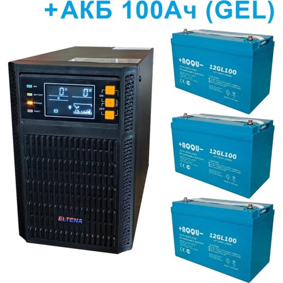 Комплект ИБП ELTENA Monolith B 1000LT (1000Вт) + 3шт. гелевых АКБ AQQU 12GL100 (12В, 100Ач, GEL) MB1000LT/12GL100 Комплект ИБП ELTENA Monolith B 1000LT (1000Вт) + 3шт. гелевых АКБ AQQU 12GL100 (12В, 100Ач, GEL) MB1000LT/12GL100