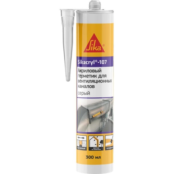 Универсальный акриловый паропроницаемый герметик SIKA Cryl®-107 для внутреннего и наружного применения. Серый. RAL7040. Картридж 300 мл 653521 Универсальный акриловый паропроницаемый герметик SIKA Cryl®-107 для внутреннего и наружного применения. Серый. RAL7040. Картридж 300 мл 653521