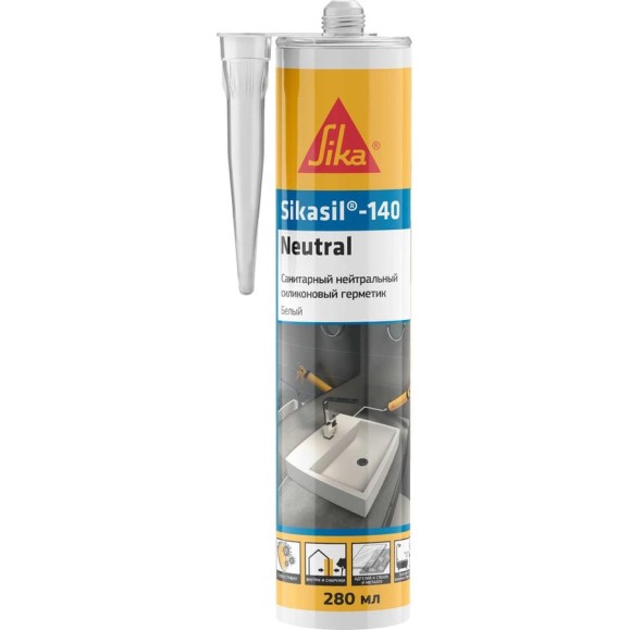 Нейтральный силиконовый санитарный герметик SIKA sil?-140 Neutral (101/белый) картридж 280 мл 842736 Нейтральный силиконовый санитарный герметик SIKA sil?-140 Neutral (101/белый) картридж 280 мл 842736