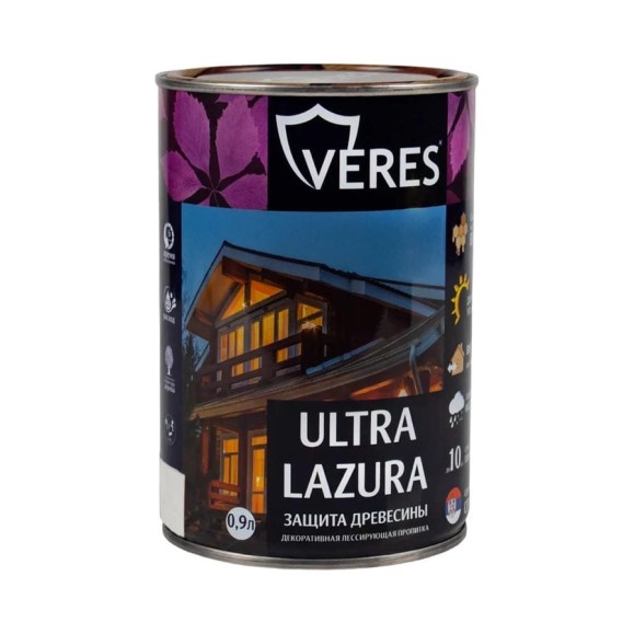 Декоративная пропитка Veres для дерева Верес Ультра Лазура №33 VU-45, полуглянцевая, 9 л, голубой туман 281428 Декоративная пропитка Veres для дерева Верес Ультра Лазура №33 VU-45, полуглянцевая, 9 л, голубой туман 281428