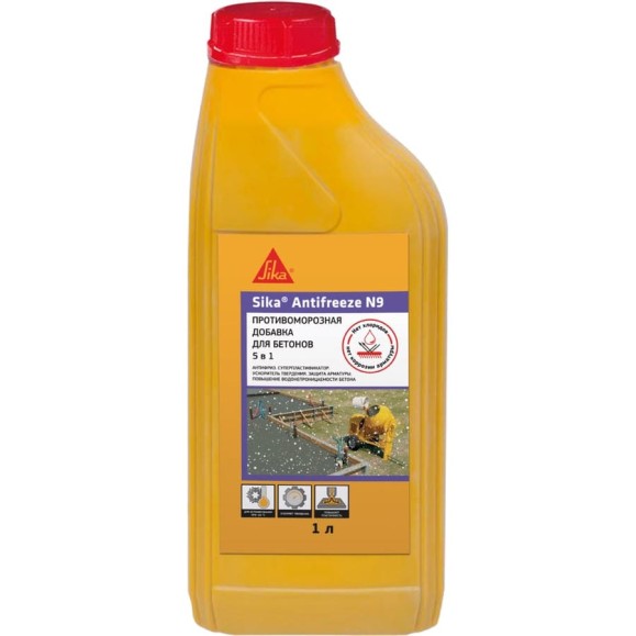 Комплексная противоморозная добавка SIKA Antifreeze N9 для бетонов и растворов до -25С, канистра 1 л 525953