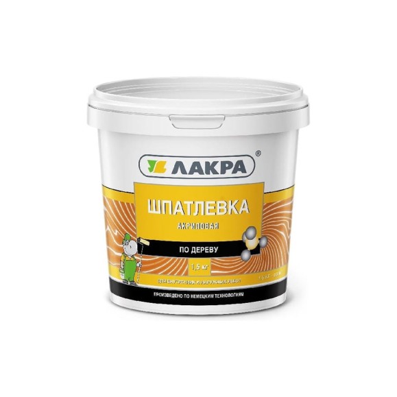 Шпатлевка по дереву Орех 1.5 кг Лакра 0008067