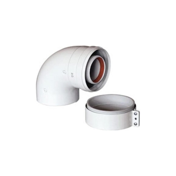 Отвод (90°; d 60/100 мм) с муфтой для коаксиальных труб Baxi KHG 714101410 Отвод (90°; d 60/100 мм) с муфтой для коаксиальных труб Baxi KHG 714101410