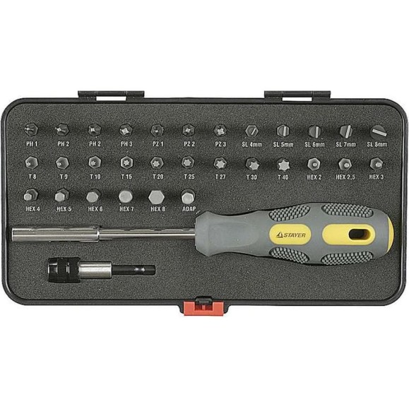Отвертка MAX-GRIP в наборе с битами 32 предмета STAYER 25925-H32 G Отвертка MAX-GRIP в наборе с битами 32 предмета STAYER 25925-H32 G
