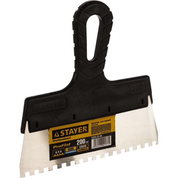 Зубчатый шпатель STAYER 1009-20-06 Зубчатый шпатель STAYER 1009-20-06