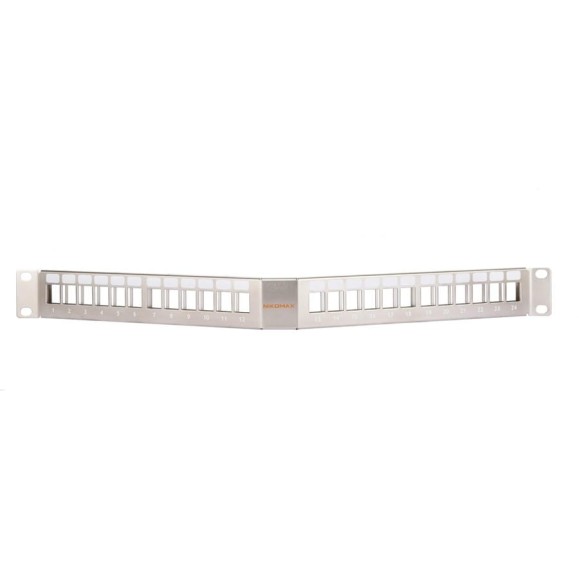 Панель NIKOMAX 19", 1U, угловая, наборная, под 24 модуля Keystone, UTP/STP, металлик NMC-RP24-BLANK-AG-1U-MT
