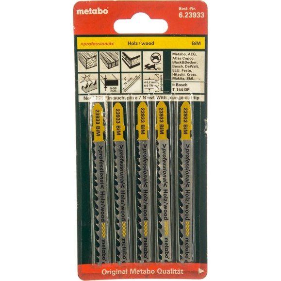 Пилки по дереву T144DF (BiM, 74 мм, 5 шт.) Metabo 623933000