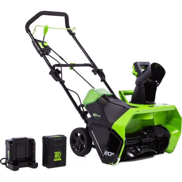 Аккумуляторный бесщеточный снегоуборщик GreenWorks GD60ST 60V, АКБ 4Ач и ЗУ 2602407UB Аккумуляторный бесщеточный снегоуборщик GreenWorks GD60ST 60V, АКБ 4Ач и ЗУ 2602407UB