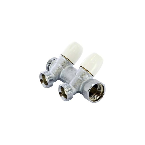 Коллектор Tiemme Maxima НВ, 3/4", с вентилями, 2 выхода, 1/2", Н 36 мм, хром 1860008 Коллектор Tiemme Maxima НВ, 3/4", с вентилями, 2 выхода, 1/2", Н 36 мм, хром 1860008