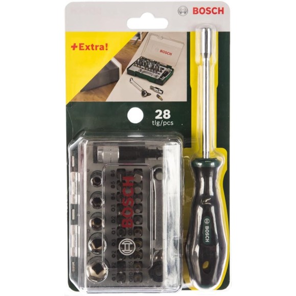 Мини-набор насадок-бит с ключом-трещоткой и ручной отверткой Bosch 2607017331 Мини-набор насадок-бит с ключом-трещоткой и ручной отверткой Bosch 2607017331