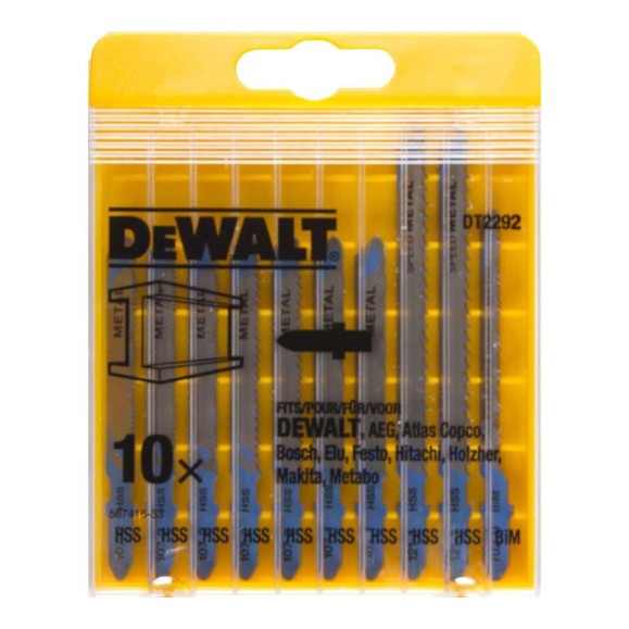 Набор пилок для лобзика по металлу (10 шт.) DEWALT DT 2292