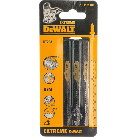 Пилки для лобзика по ламинату (82 мм; шаг зубьев 1.4 мм) 3 шт. DEWALT DT 2081 Пилки для лобзика по ламинату (82 мм; шаг зубьев 1.4 мм) 3 шт. DEWALT DT 2081