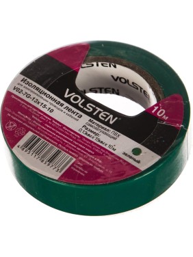 Изолента Volsten V02-7G-13х15-10 0,13х15 мм, зеленая, 10 метров 10286