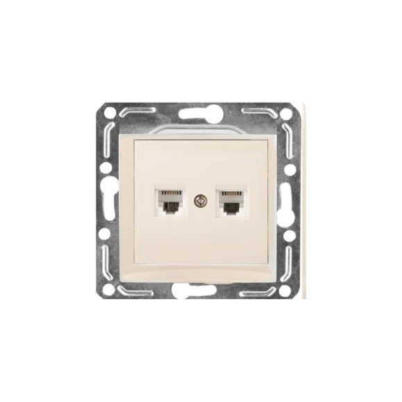 Двухместная телефонная розетка Volsten V01-12-F22-M, RJ-11, Magenta Crema,  9056