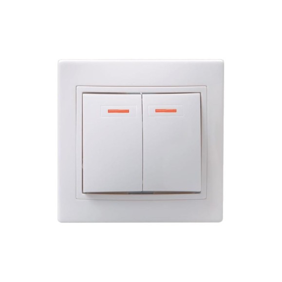 Выключатель GENERICA КВАРТА 2кл в сборе скр,бел с индик EVK21-K01-10-DM