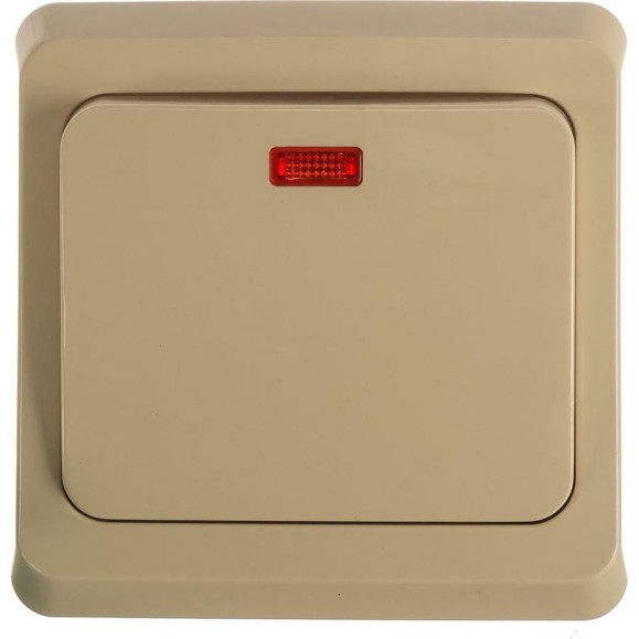 Выключатель Systeme Electric 1-клавишный СП Этюд 10А с индикатором, кремовый SchE BC10-005K Выключатель Systeme Electric 1-клавишный СП Этюд 10А с индикатором, кремовый SchE BC10-005K