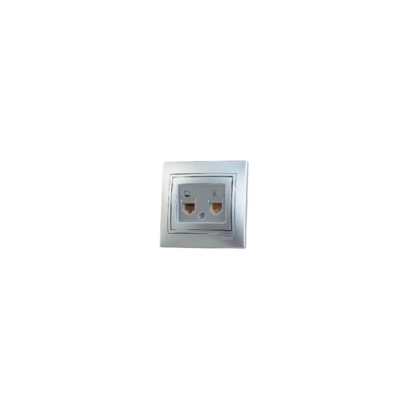 Компьютерная+телефонная розетка Lezard СП Мира RJ45+RJ11 серый металик 701-1010-143