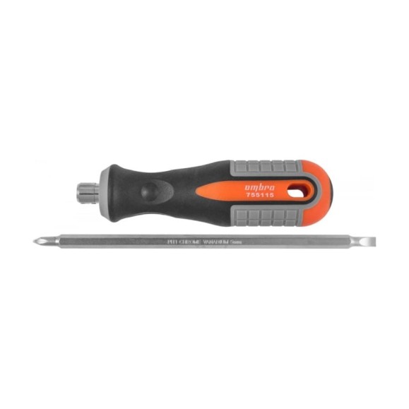 Двусторонняя стержневая отвертка РН1,SL5x150мм Ombra ROUND GRIP 755115 55776 Двусторонняя стержневая отвертка РН1,SL5x150мм Ombra ROUND GRIP 755115 55776