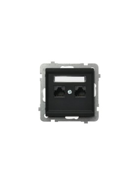 Компьютерная розетка Ospel Sonata 2-я, категория 5e, RJ-45, без рамки, черный металлик GPK-2R/K/m/33