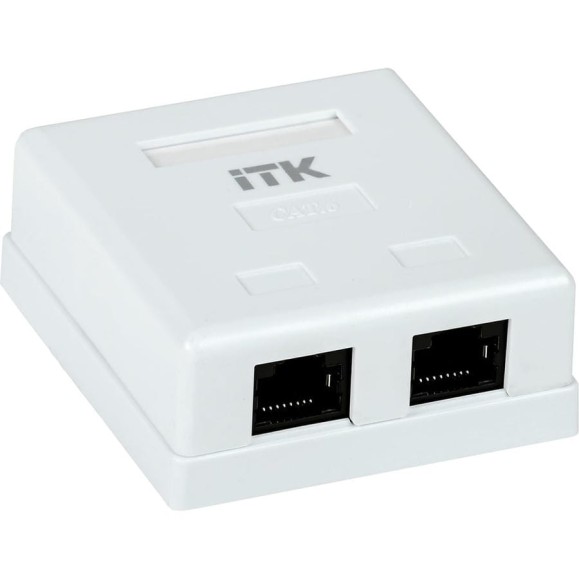 Информационная розетка ITK 2 модуля, RJ45 CAT.6 настенная CS2-1C6U-22