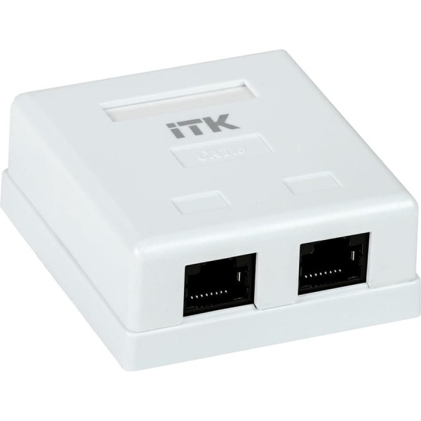 Информационная розетка ITK 2 модуля, RJ45 CAT.6 настенная CS2-1C6U-22